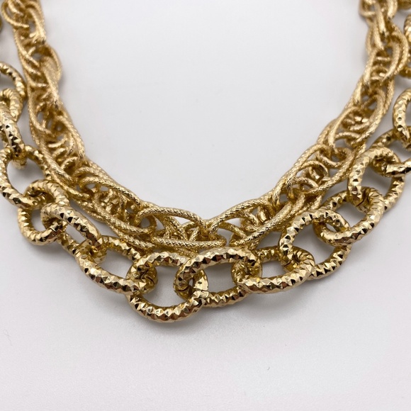 Textured Chains Gold Tone 2 Strand Necklace - Picture 4 of 6